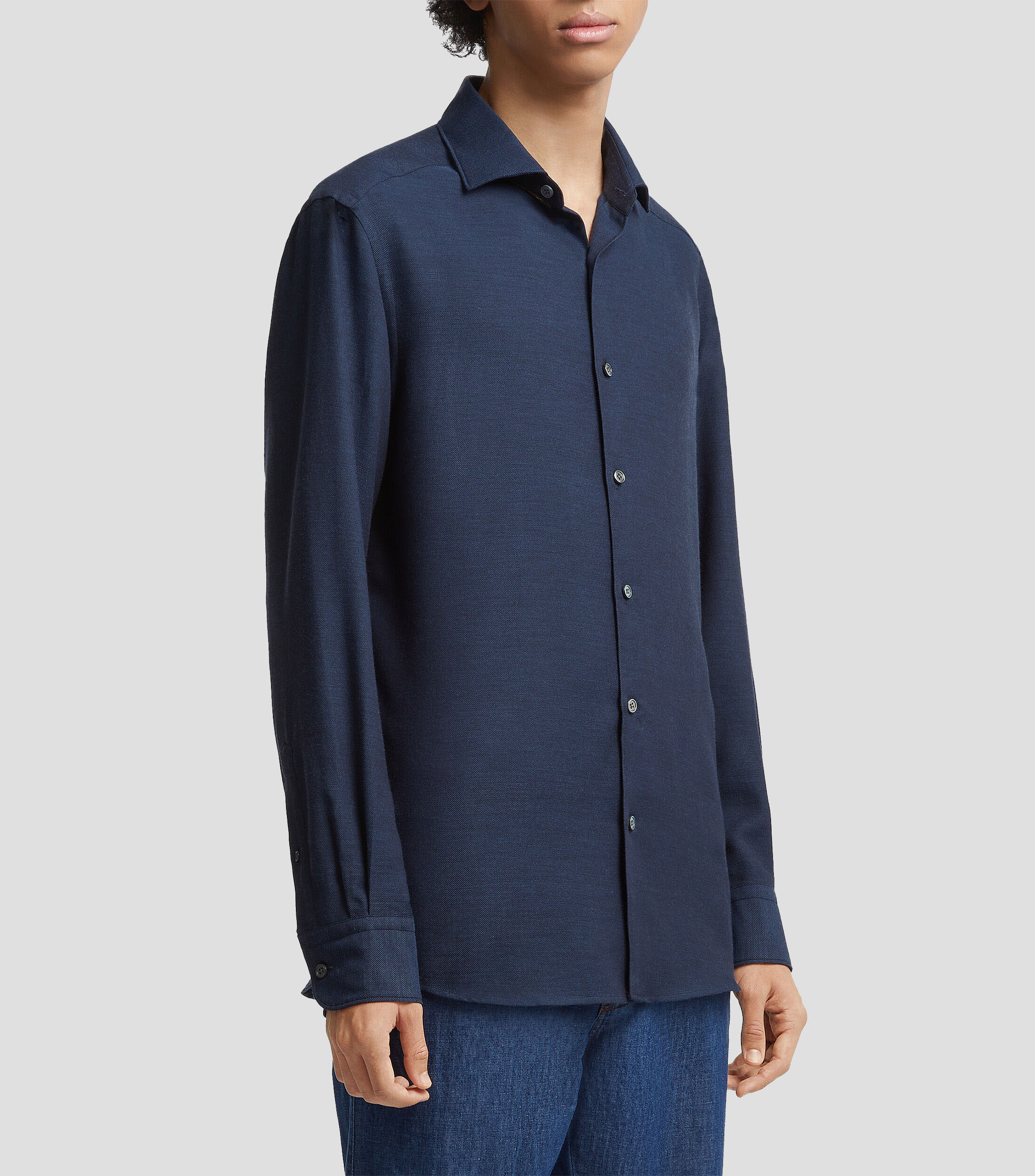 Camisa jaspeada con manga larga Hombre